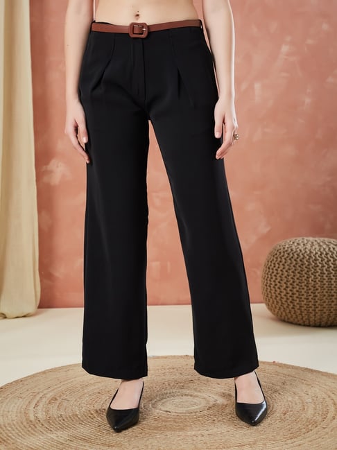 Latin Quarters Black Polyester Regular Fit Mid Rise Formal Pants
