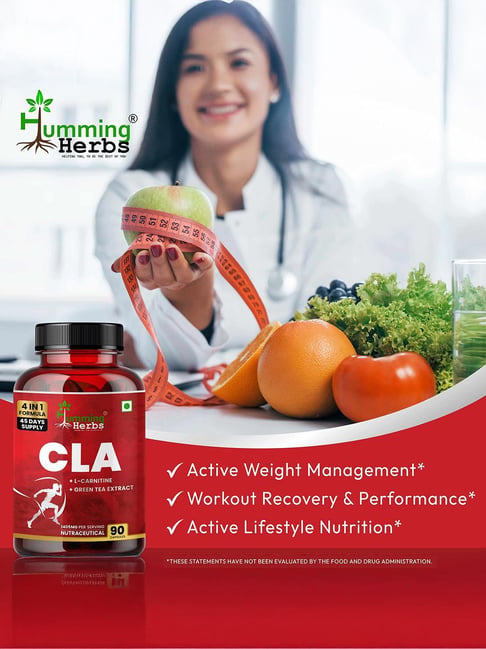 Humming Herbs Cla Supplement 1405Mg With L-Carnitine, Green Tea - 90 Veg  Capsules