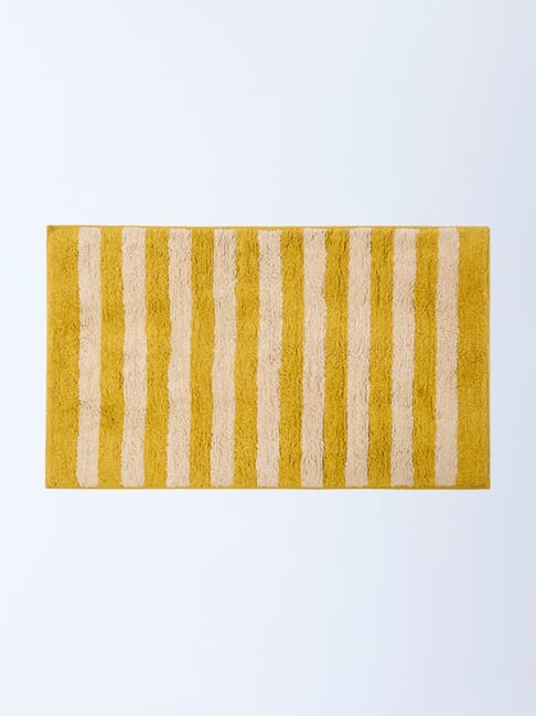 Westside Home Yellow Striped Bath Mat