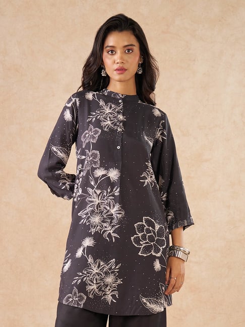Marigold Lane Black Relaxed Fit Floral Print Kurti-picture-17