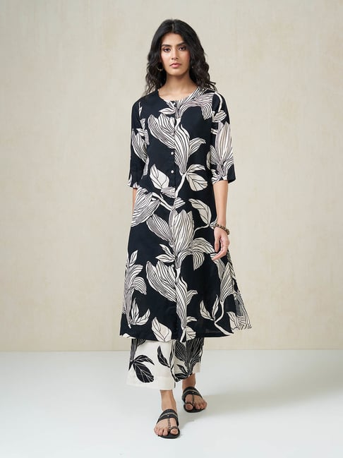 Rangmanch By Pantaloons Black Regular Fit Printed Kurta-picture-38