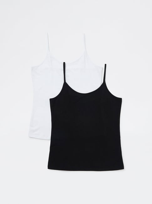 Wunderlove by Westside Black Cotton-Blend Camisoles - Pack of 2