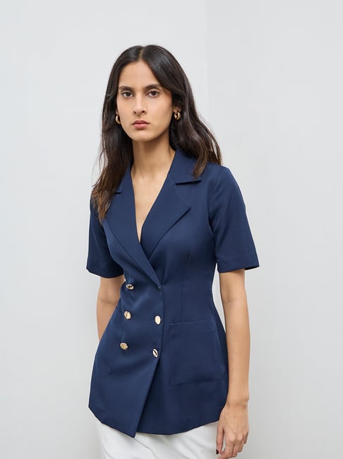 Wardrobe by Westside Navy Button-up Jacket