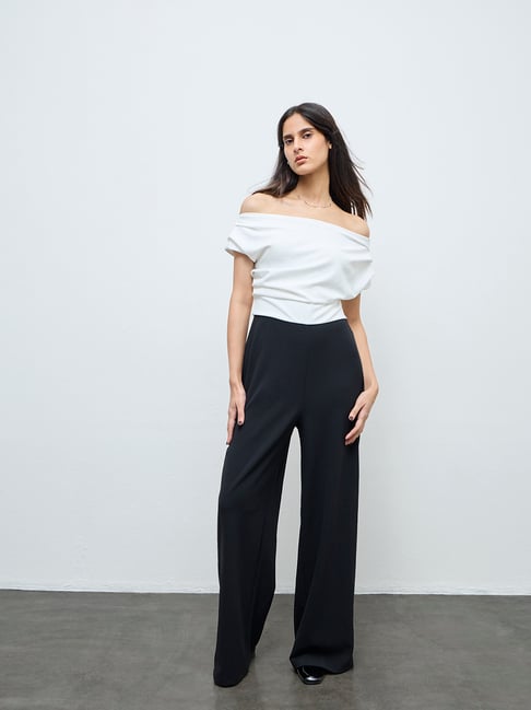 Wardrobe by Westside White Off-Shoulder Jumpsuit
