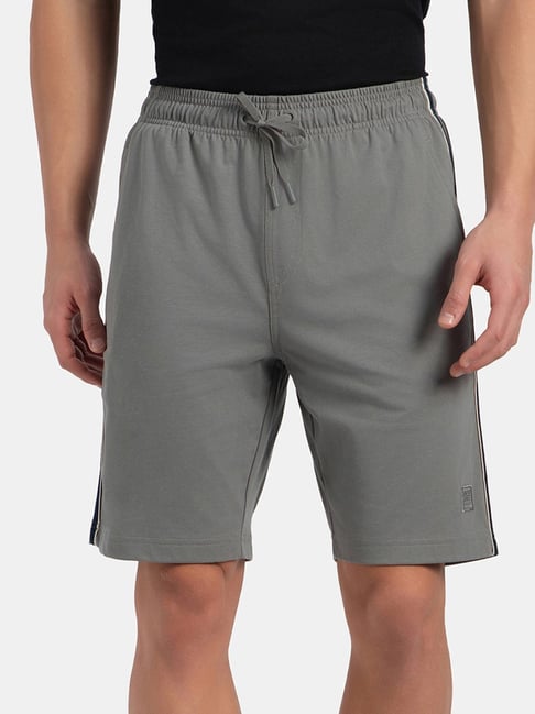 Jockey Grey Cotton Regular Fit Sports Shorts