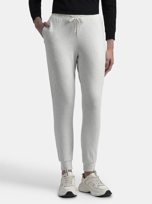 Jockey Off White Cotton Relaxed Fit Sports Trackpants
