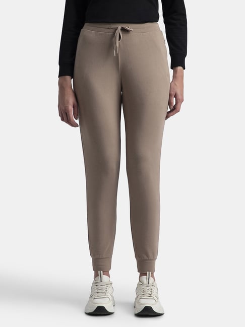 Jockey Taupe Cotton Relaxed Fit Sports Trackpants