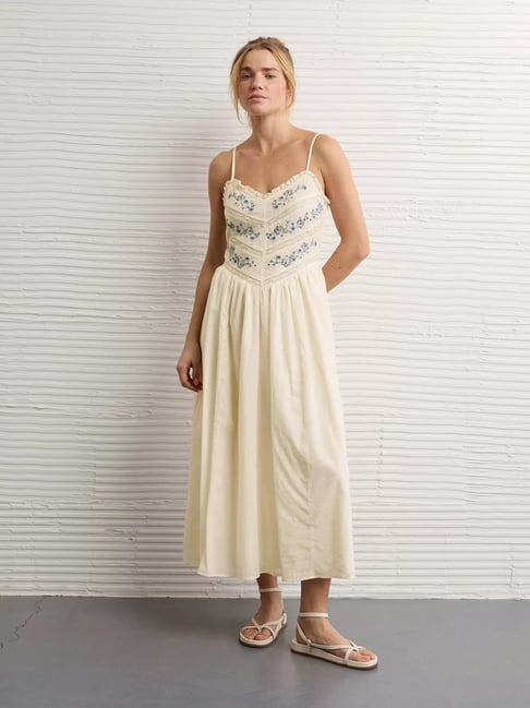American Eagle Off White Cotton Maxi Dress