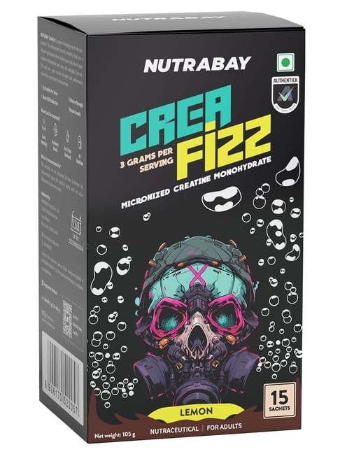 Nutrabay Creafizz Effervescent Powder, Rapid Absorption, Lemon Flavour, 15 Sachets ,105G