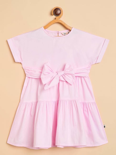 StyloBug Girls Pink Cotton Regular Fit Dress
