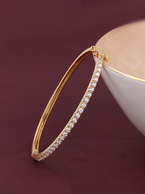 Ornate Jewels 925 Silver 18K Gold Plated American Diamond Half Eternity Bangle