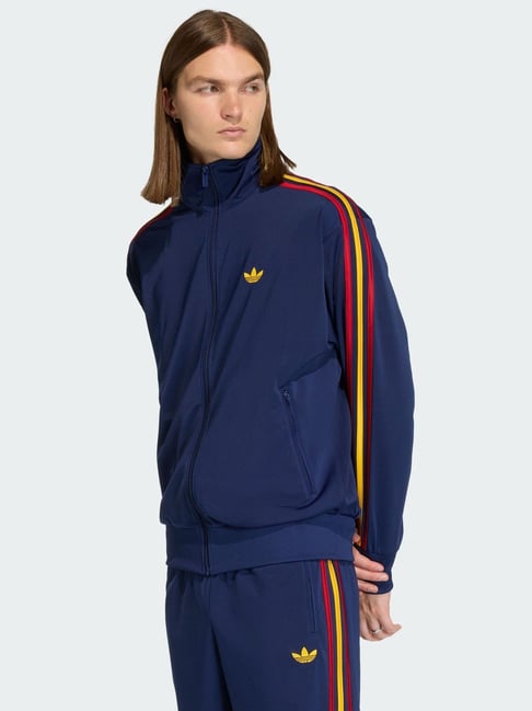 Adidas Originals Dark Blue Polyester Relaxed Fit Sports Jacket