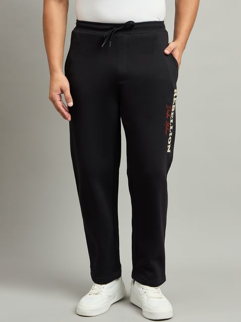 Duke Black Regular Fit Trackpants-picture-30