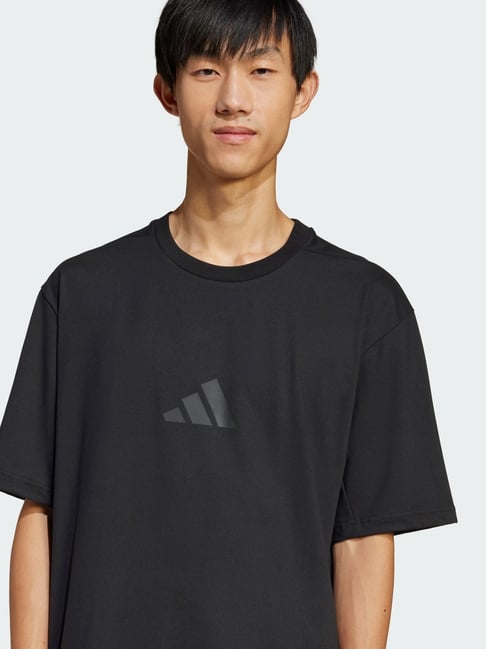 Adidas Black Relaxed Fit Sports T-shirt-image-17