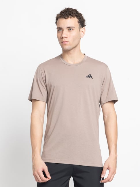 Adidas Brown Regular Fit Sports T-shirt-image-18