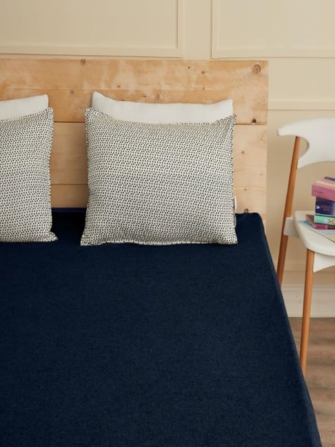 Creeva PureNest Navy Blue Cotton Terry Ultra Soft Queen Mattress Protector-image-2