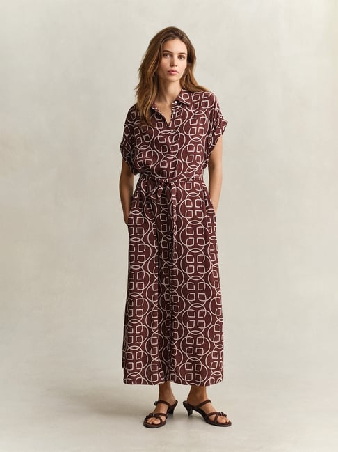 GANT Women Red Slim Fit Maxi Linen Dress