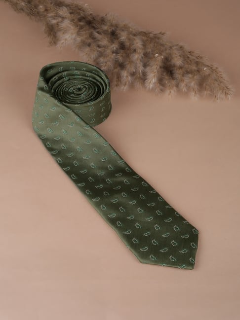 Allen Solly Green Embroidered Tie