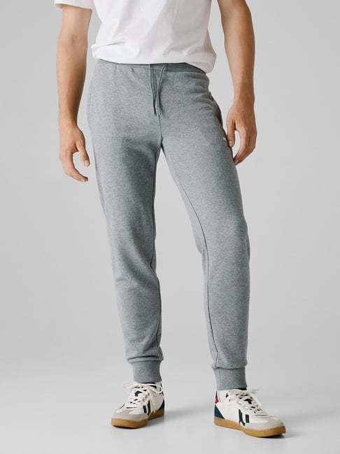 Pepe Jeans Grey Cotton Regular Fit Solid Joggers