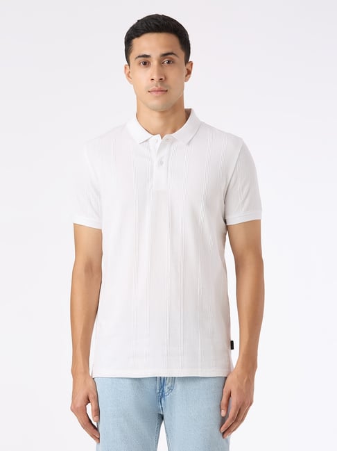 Pepe Jeans White Cotton Regular Fit Striped Polo T-Shirt-picture-23