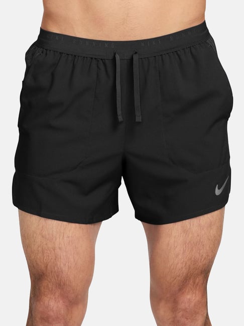 Nike Stride Black & Reflective Silver Regular Fit Sports Shorts