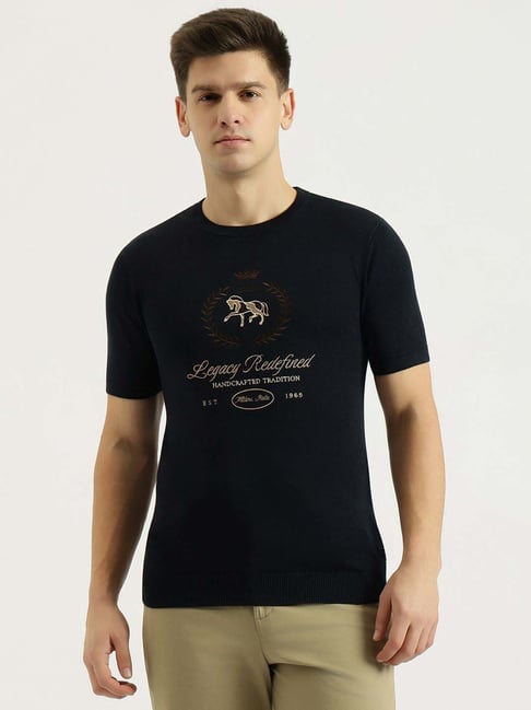 United Colors of Benetton Black Cotton Regular Fit Embroidered T-Shirt-picture-29