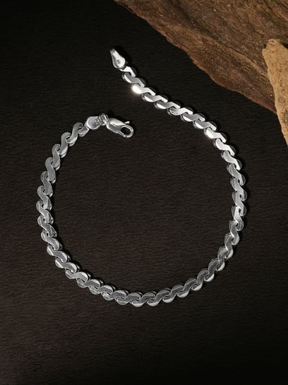 Touch925 925 Sterling Silver Sculpted Links Bracelet for Men
