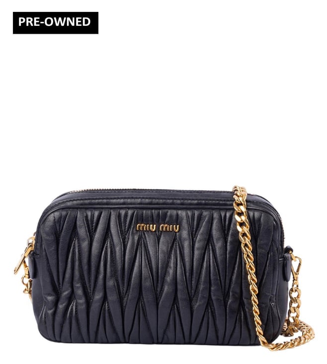 Buy Miu Miu Black Matelasse Quilted Small Leather Cross Body Bag