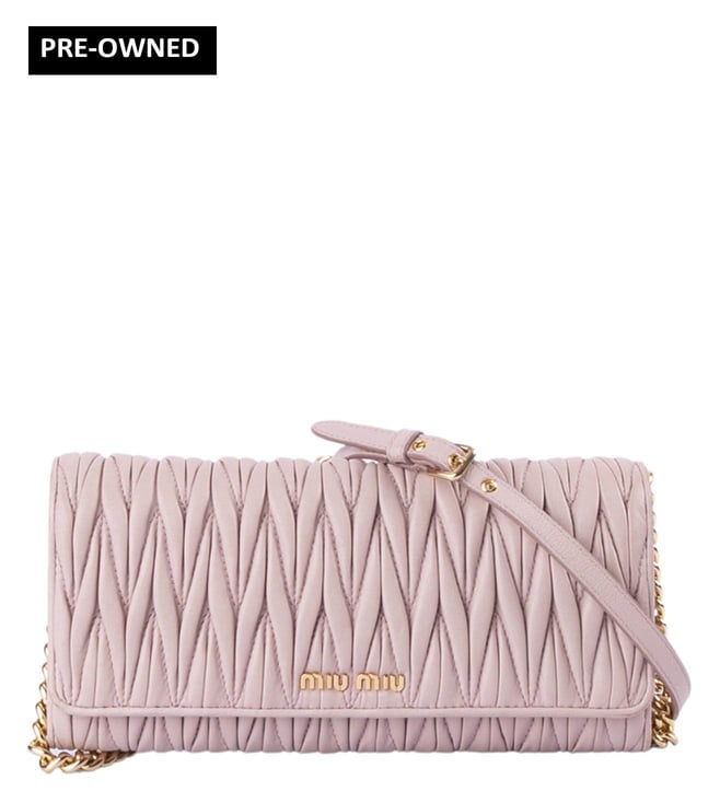 Miu Miu Rose Matelasse Quilted Small Leather Flap Clutch