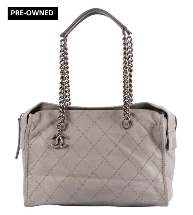 Buy CHANEL Grey Medium Leather Bowler Bag for Women Online @ Tata