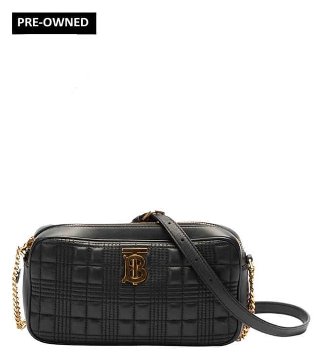 BURBERRY Black Lola Quilted Leather Small Cross Body Bag