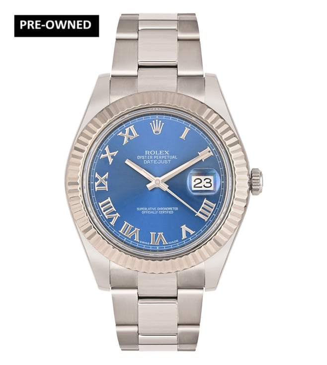 Datejust 41 Azzuro Dial On Oyster Fluted Bezel Online @ Tata CLiQ