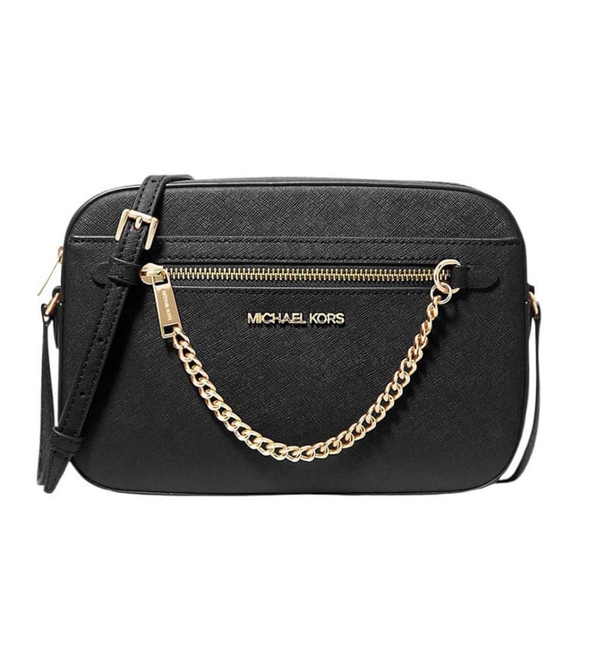 Michael Kors Black Jet Set Textured Leather Large Cross Body Bag
