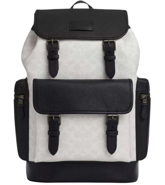 coach backpack men white Coach White Sprint Logo Large Backpack