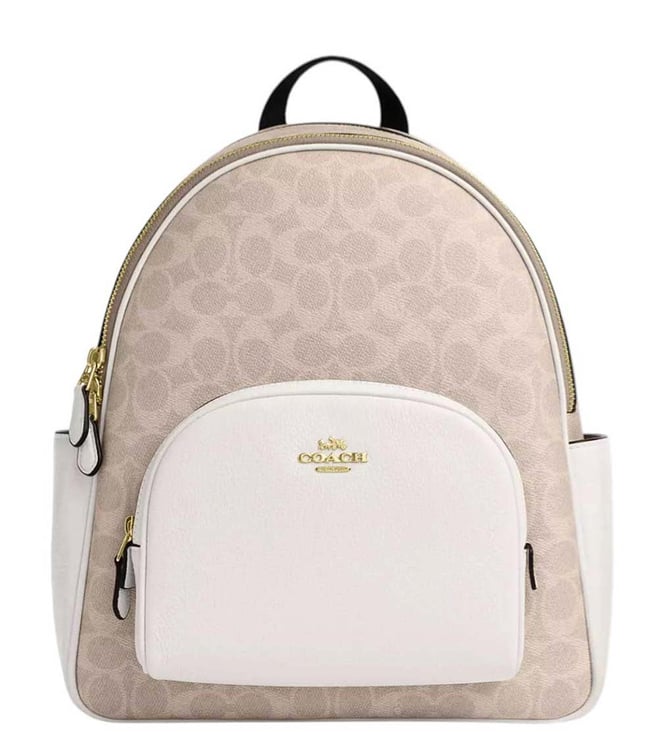 coach backpack beige Coach Beige Court Logo Medium Backpack