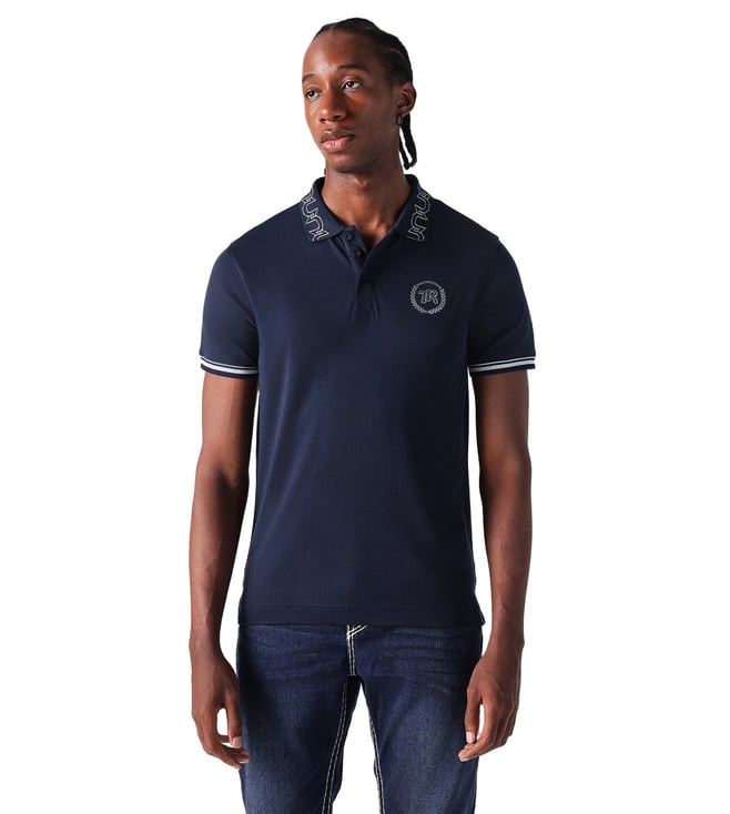 True Religion Navy Blue Regular Fit Polo T-Shirt