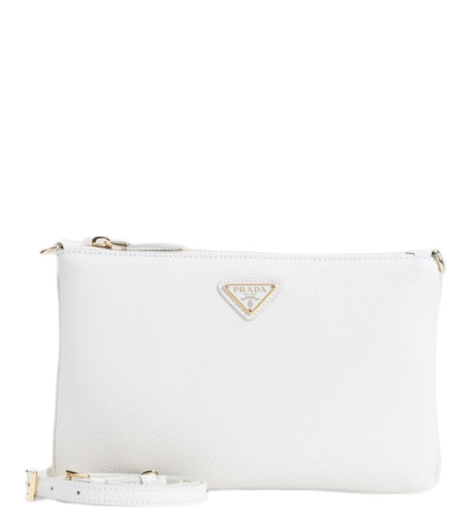 Prada White Leather Crossbody Bag