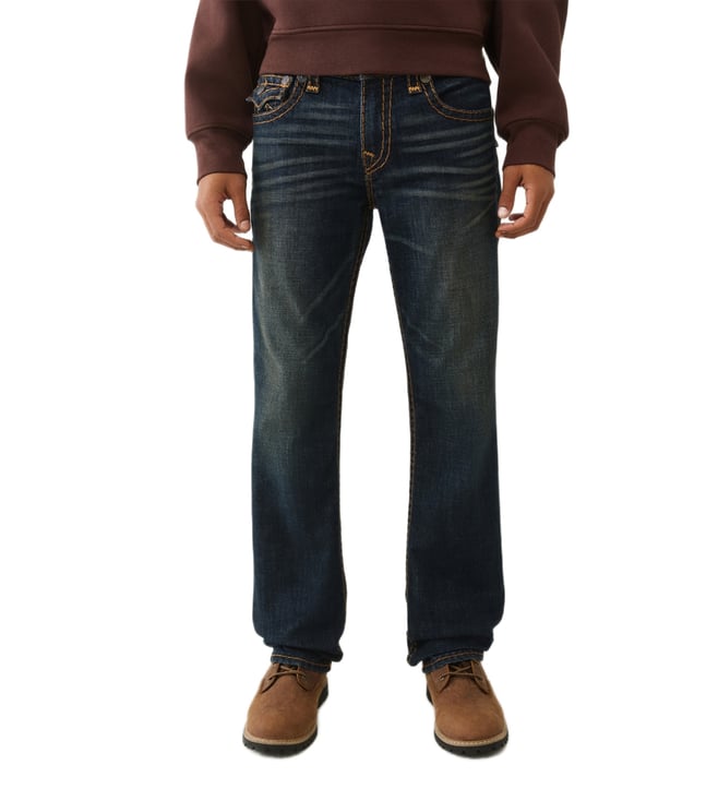True Religion Super T Ricky Straight Fit Dark Indigo Solid Jeans