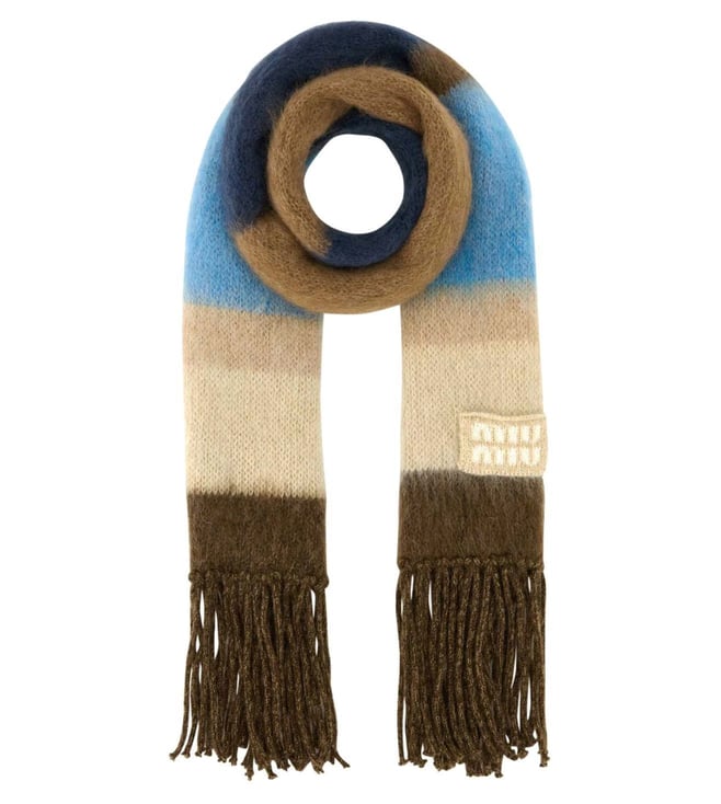 Miu Miu Multicolor Striped Logo Scarf