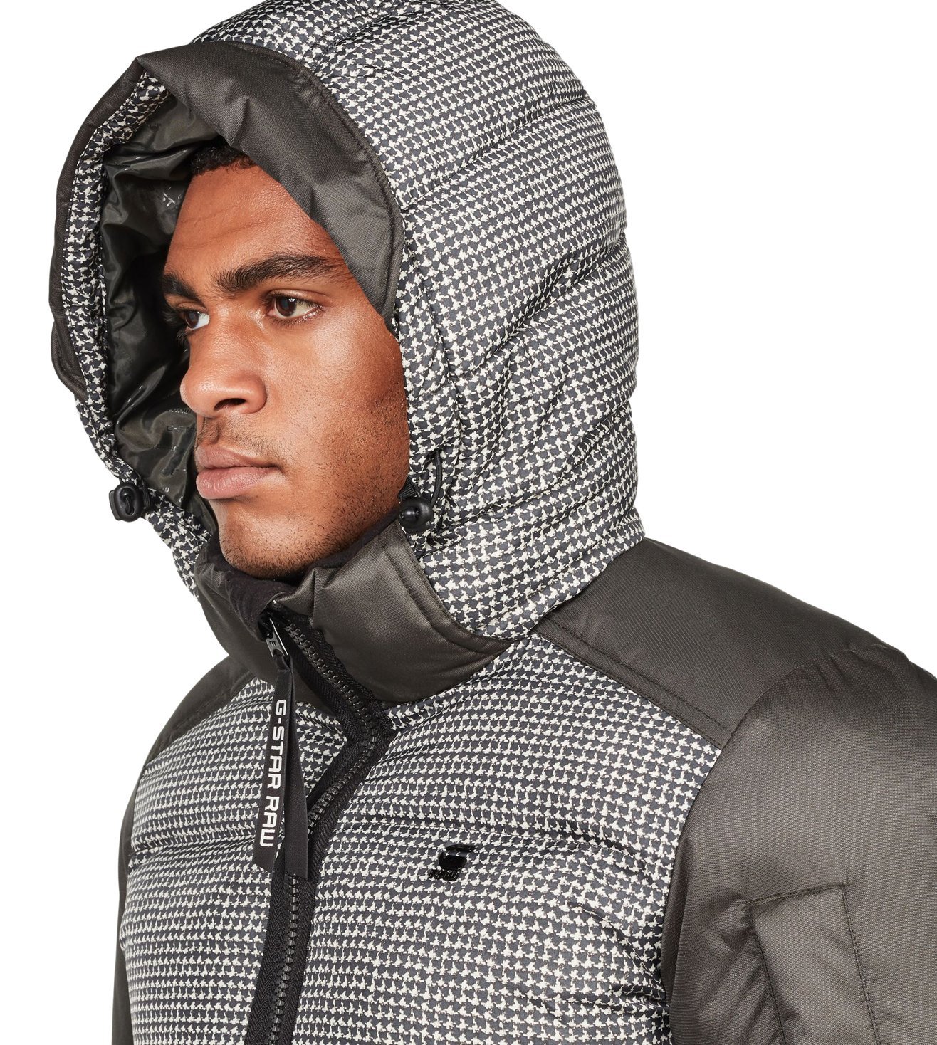 g-star raw men's houndstooth hooded jacket