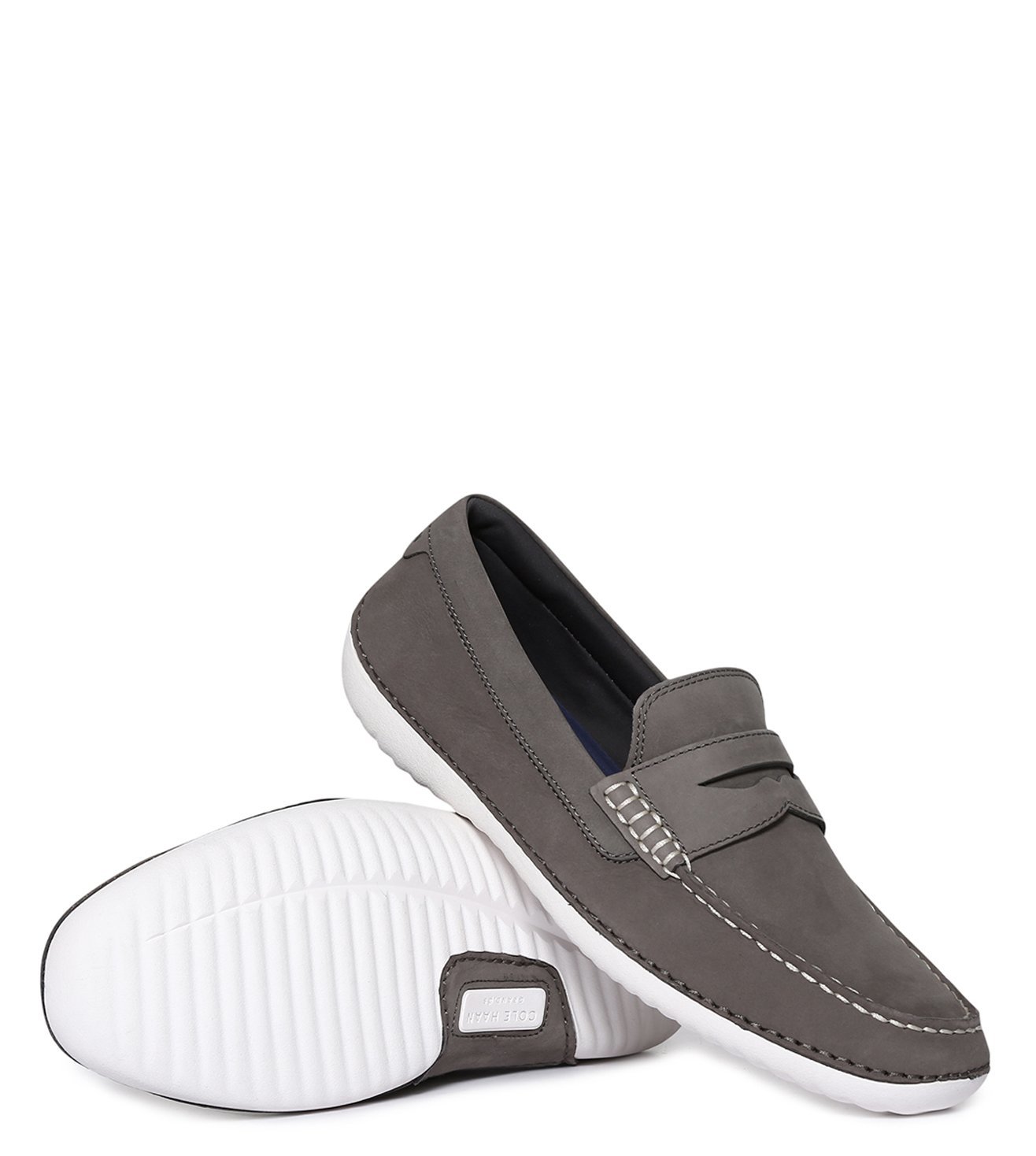 Cole Haan Grey Motogrand Penny Loafers 