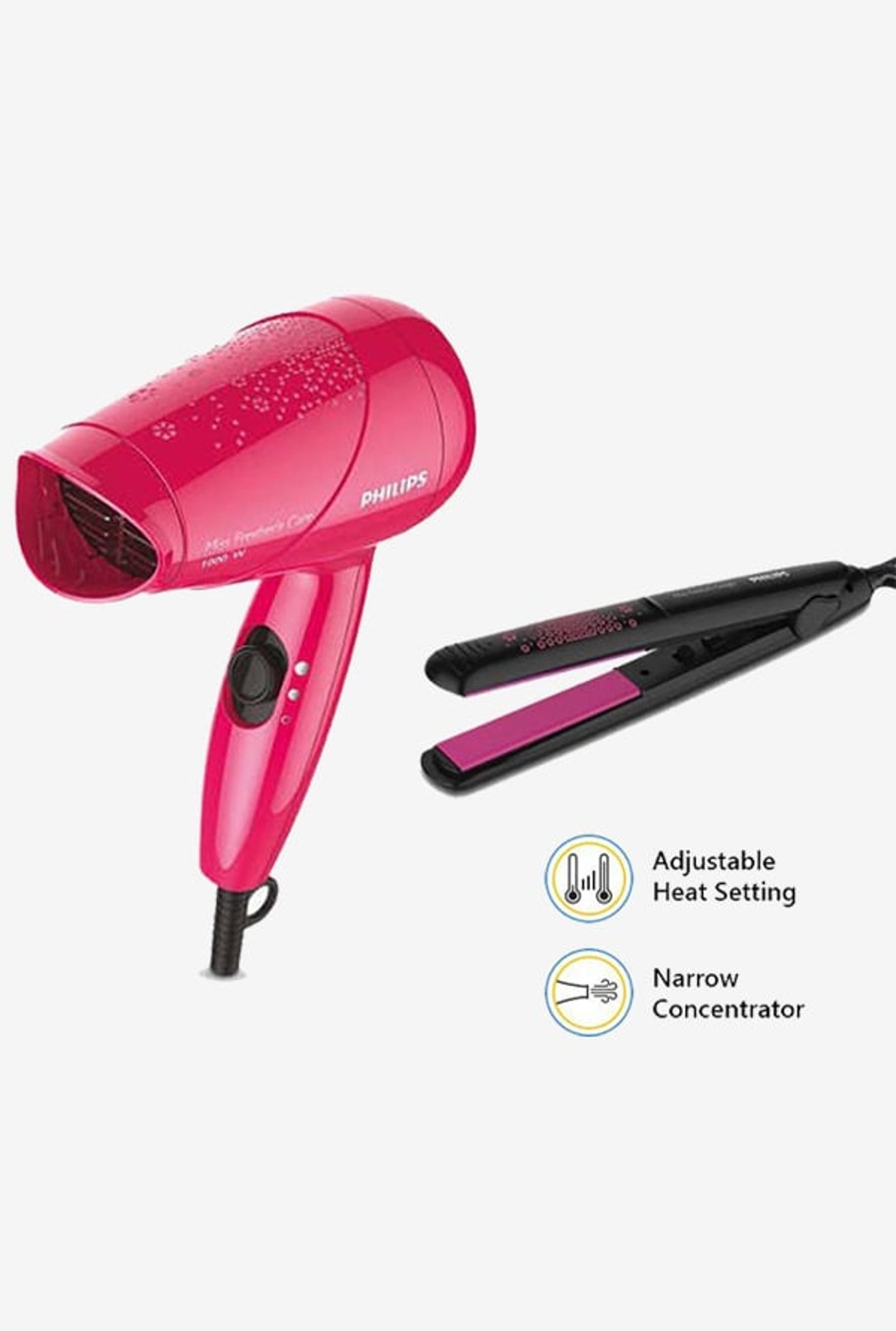 Buy Philips HP8643/46 Hair Straightener & Dryer Combo (Pink) Online at best price at TataCLiQ Buy Philips HP8643/46 Hair Straightener & Dryer Combo (Pink) Online at best price at TataCLiQ