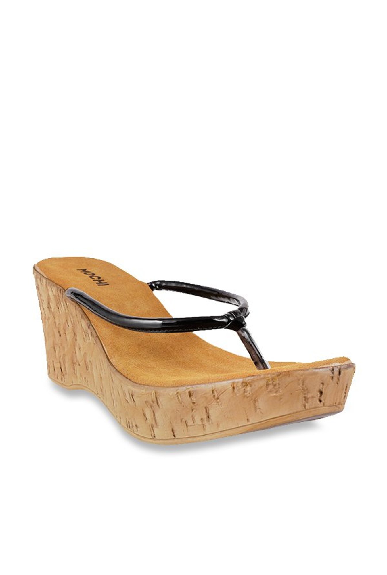 Buy Mochi Women's Black Wedge Heeled Thong Sandals from top Brands at Best  Prices Online in India | Tata CLiQ
