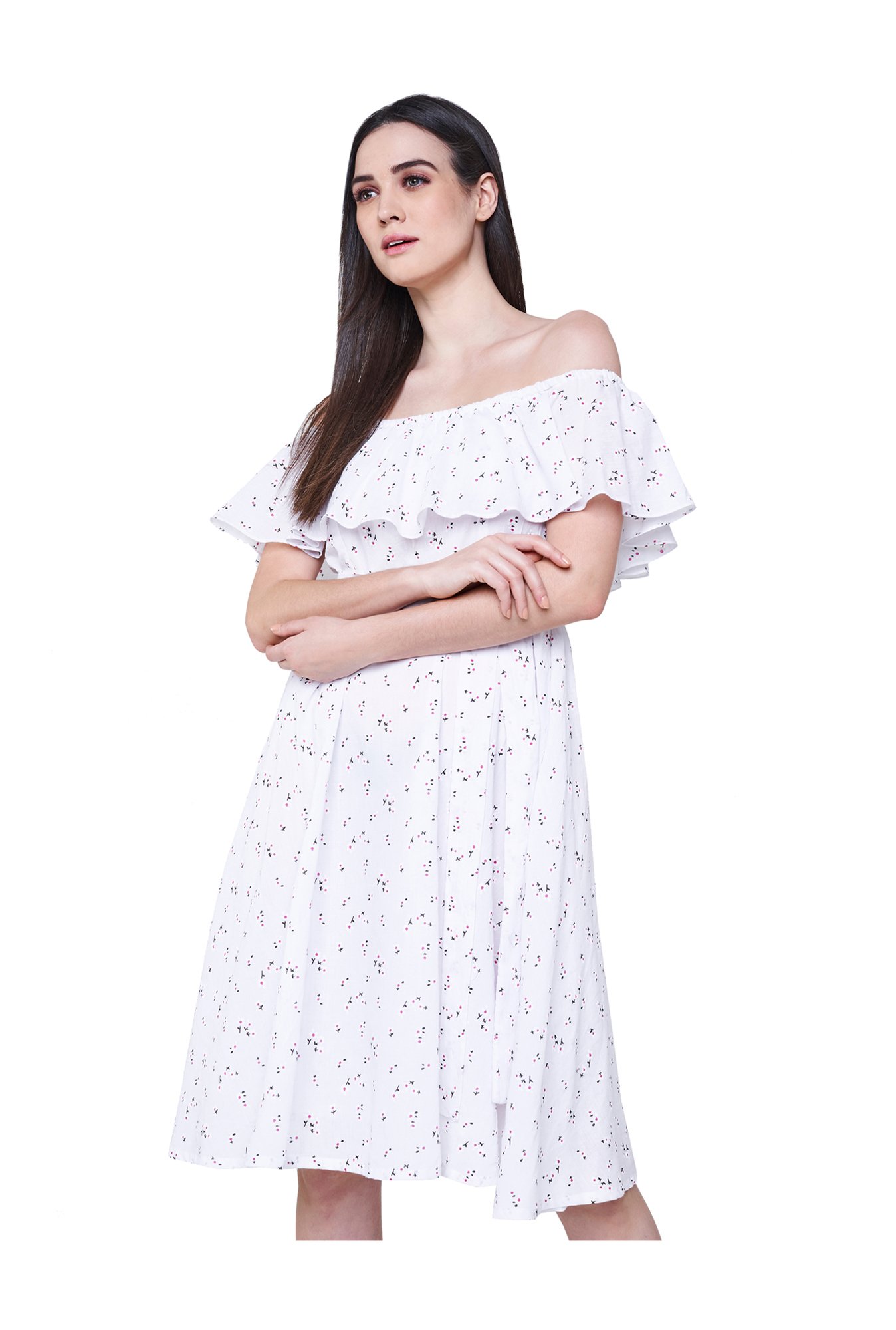 casual white knee length dress