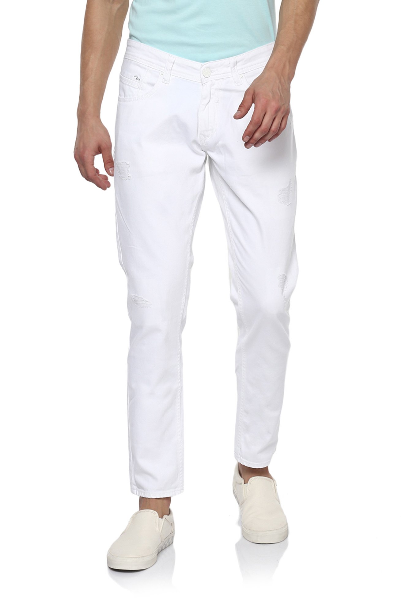 Plain Mens White Slim Fit Denim Jeans Waist Size 28 to 42