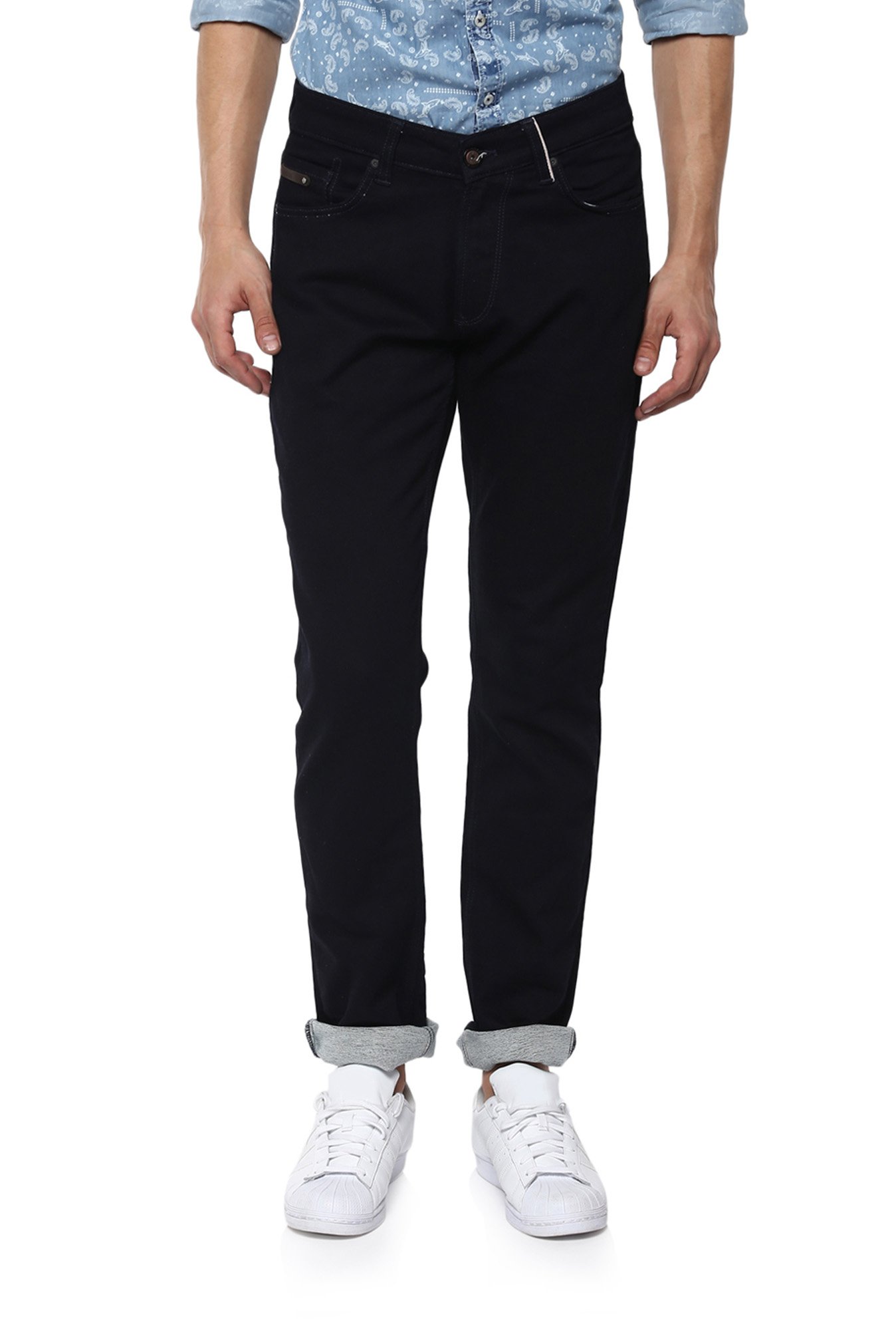 Spykar Black Tapered Fit Solid Jeans 
