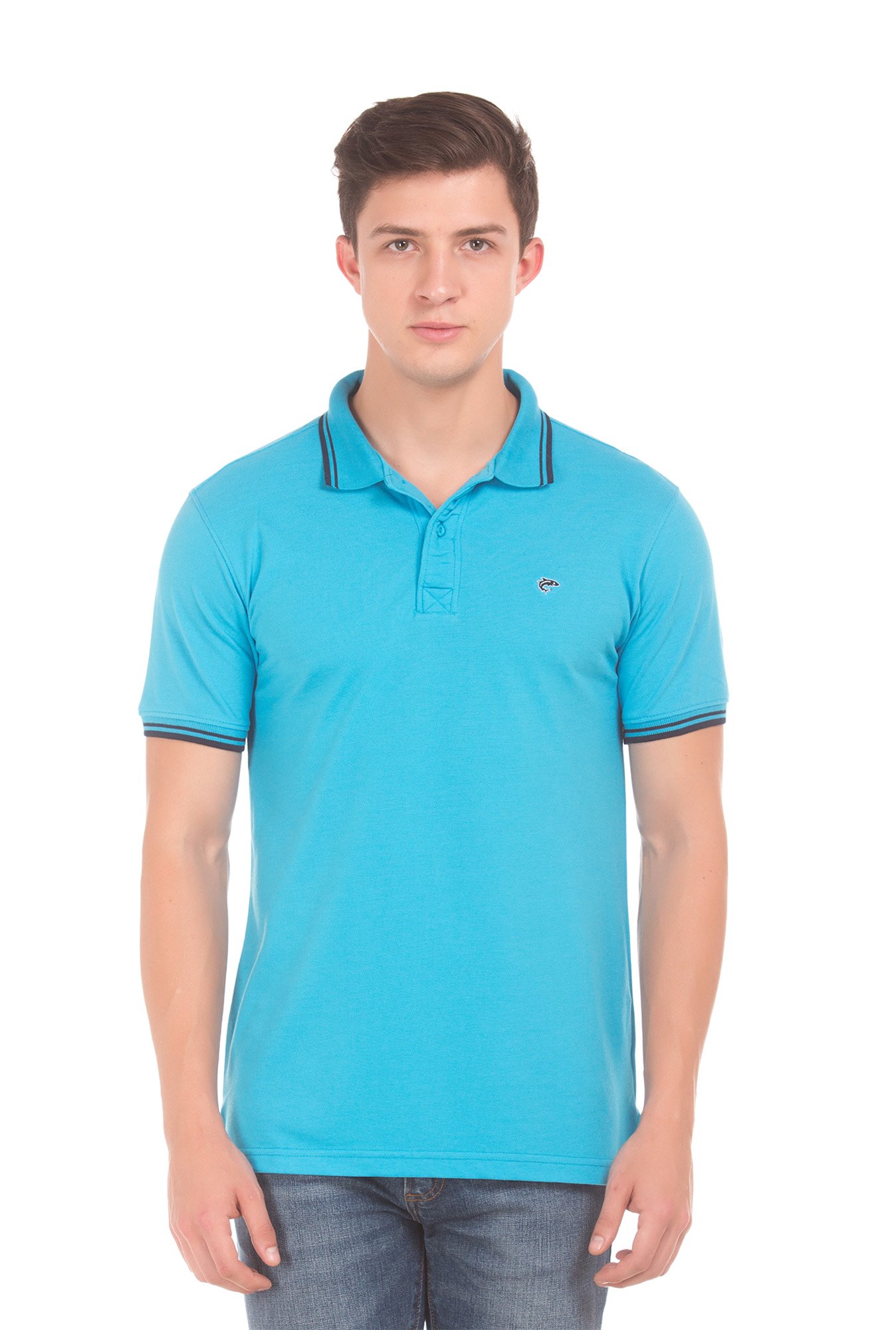 Ruggers Turquoise Regular Fit Cotton Polo T-Shirt-Ruggers-Clothing-TATA ...