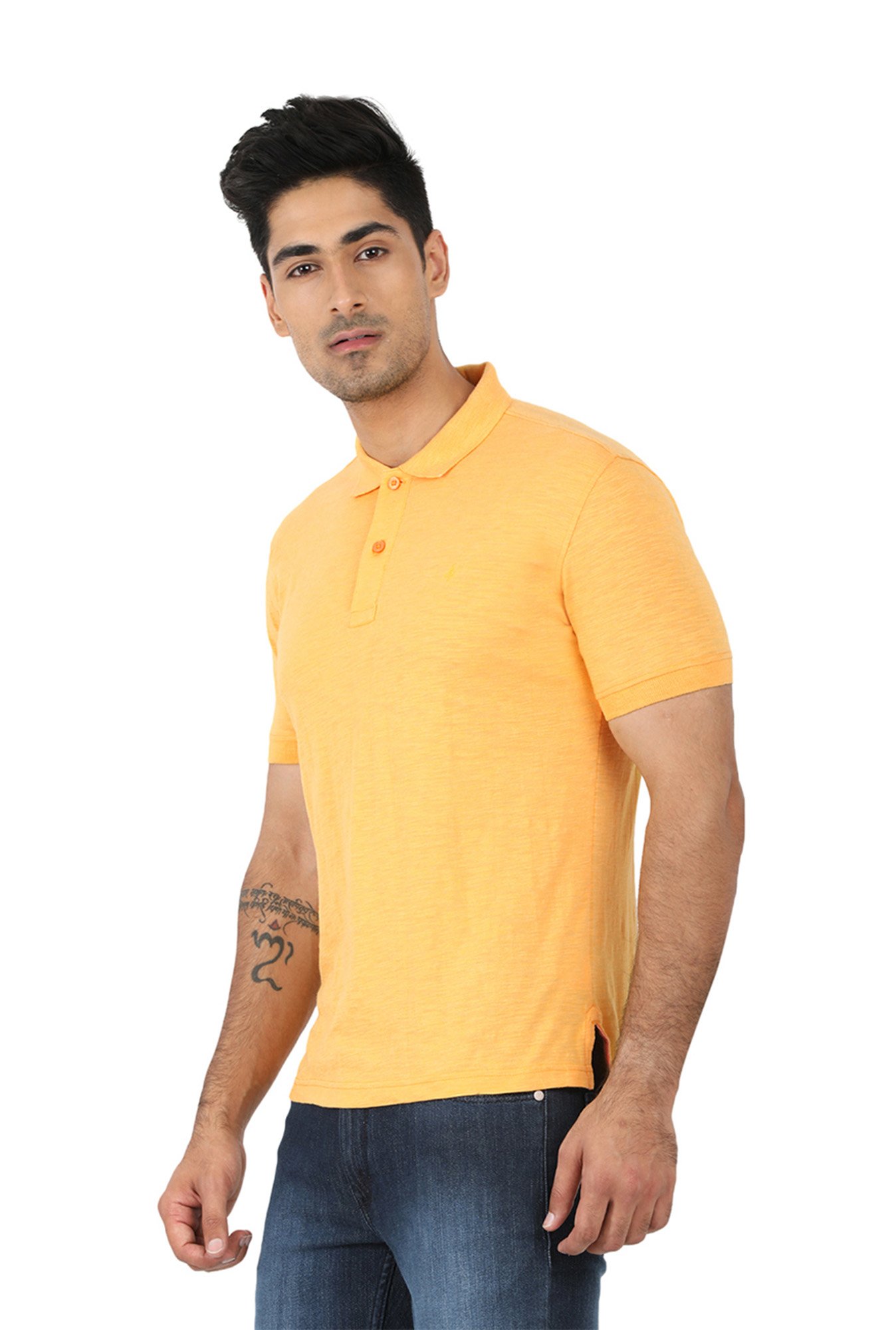 Buy John Players Yellow Slim Fit Solid 