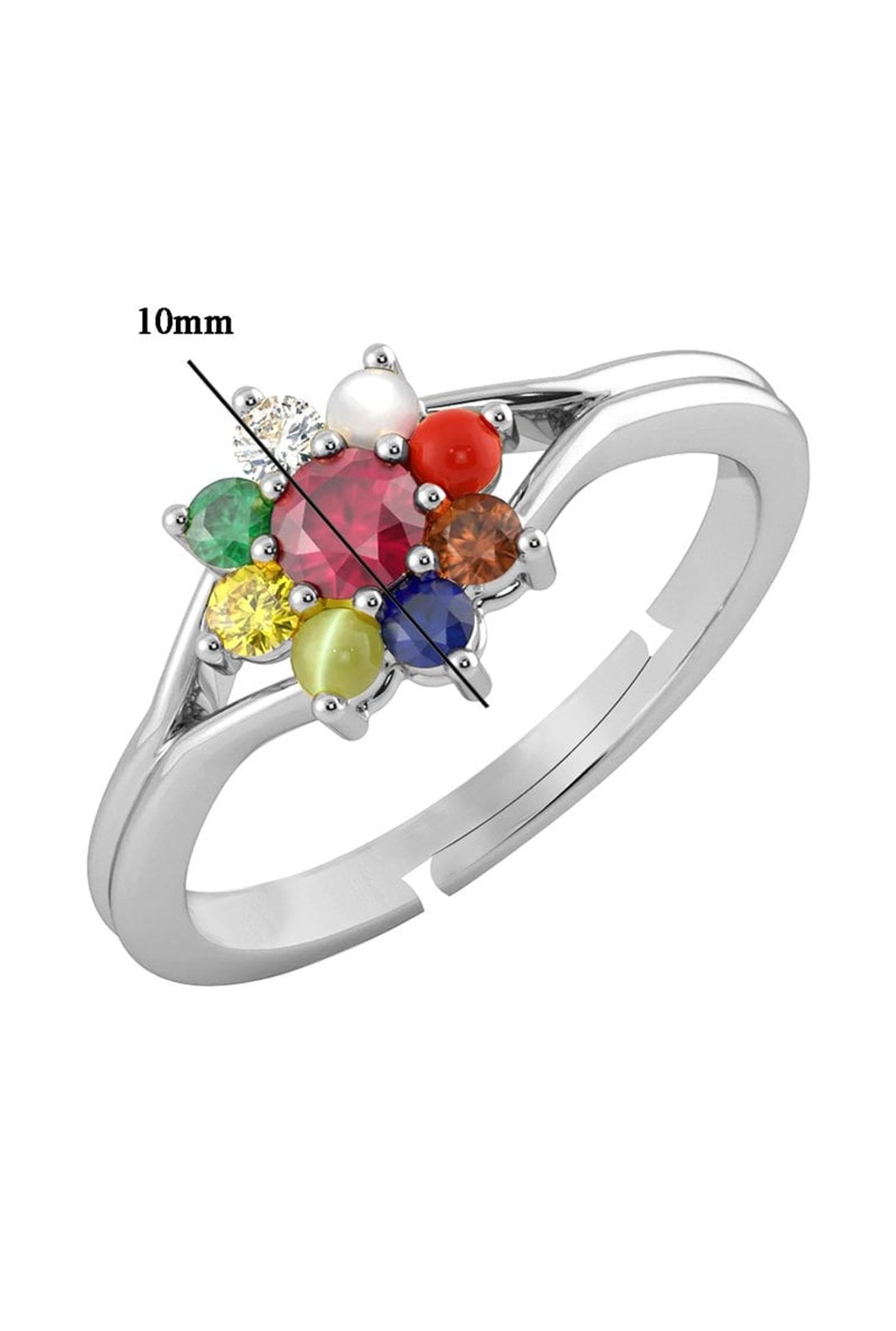 Navaratna store ring silver