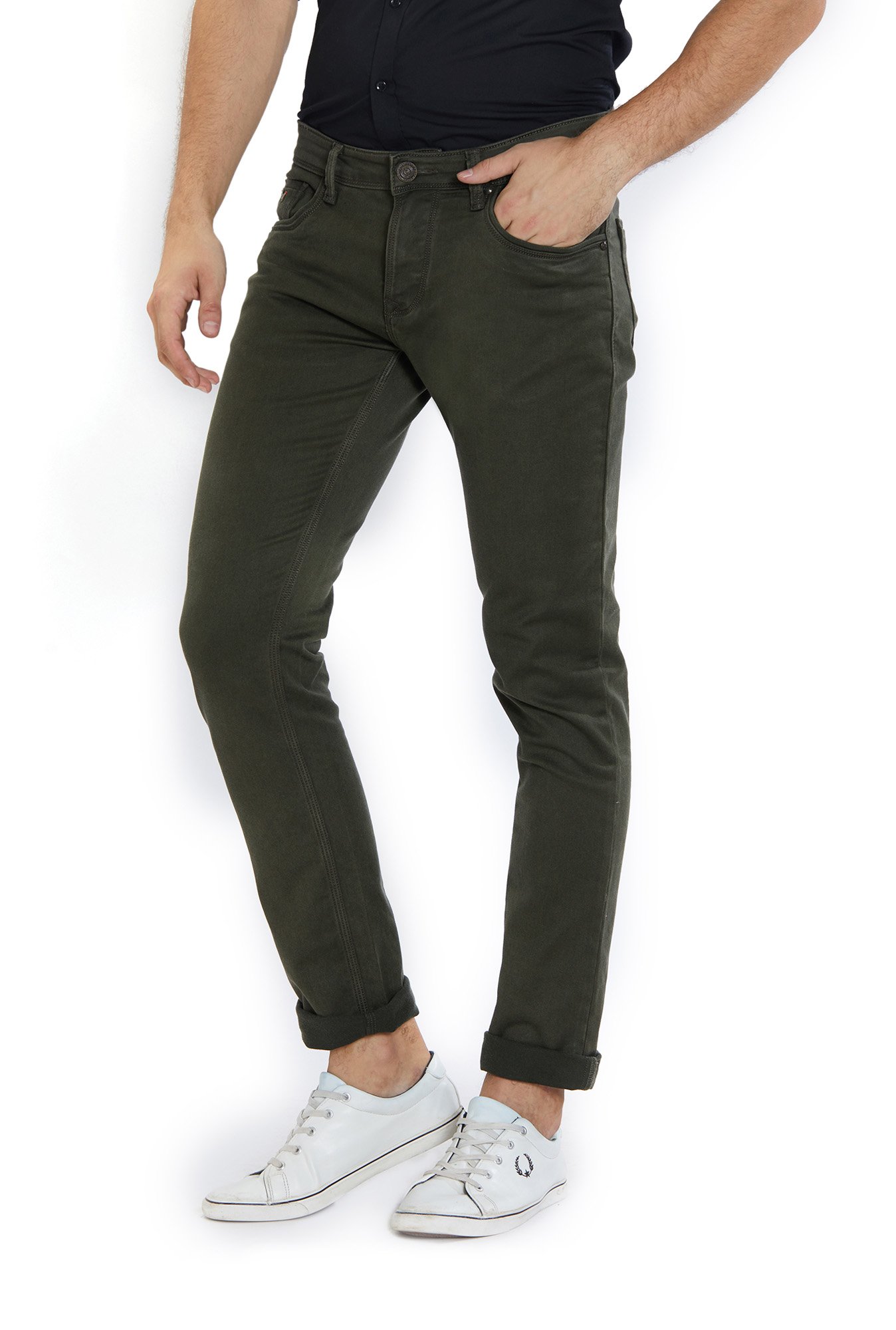 Buy Lawman Pg3 Olive Slim Fit Cotton Mid Rise Jeans for Men Online  Tata  CLiQ